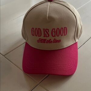Altard State/God is good All the Time hat/pink&bone/NWOT!!!!